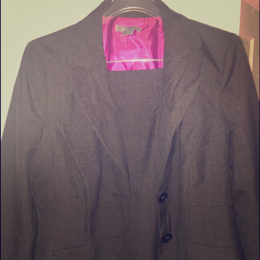 Ann Taylor 2 piece gray skirt suit